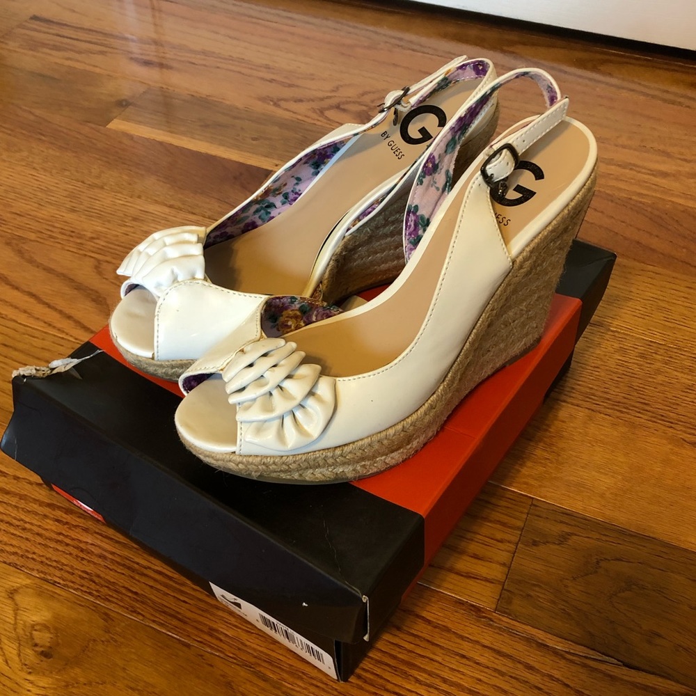 G by Guess “GGERICK” white wedges